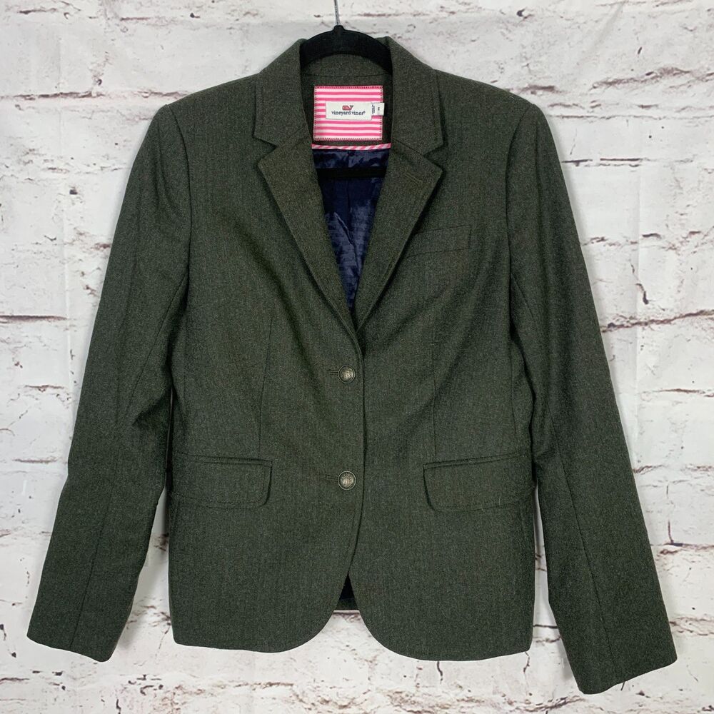 Vineyard Vines Women's Blazer Collegiate Wool Lined Jacket Size 6 Dark Green